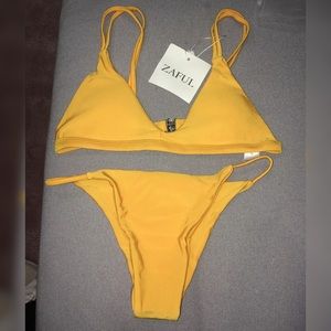 Zaful Yellow Spaghetti Strap Bikini